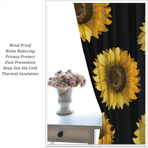 Sunflower Blackout Curtains Yellow Floral Rustic 2 Panels 2