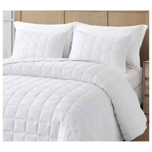 Branson White King Quilt Set Stone-Washed Microfiber 3-Piece 2