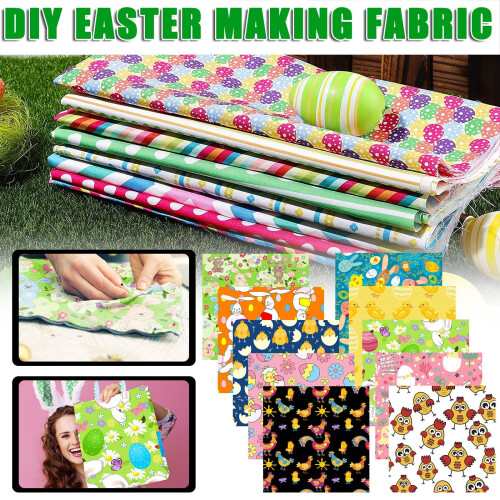 Easter Cotton Fat Quarters Rabbit Egg Print 10PCS 2