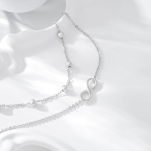 Sterling Silver Infinity Anklet for Women Double Layer 2
