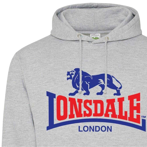 LONSDALE (S, Grey) Lonsdale Mens Logo Pullover Hoodie 1