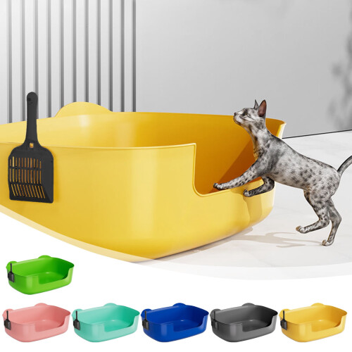 Cat Litter Box Spill-Proof Extra-Large Open Tray 1