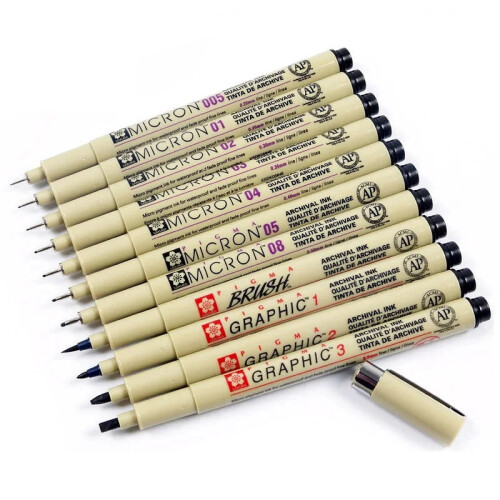 Pigma Micron Pigment Liner Pen 0.05–0.8 mm Black 1