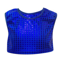 Kids Sequin Crop Top Sleeveless Round Neck Dancewear