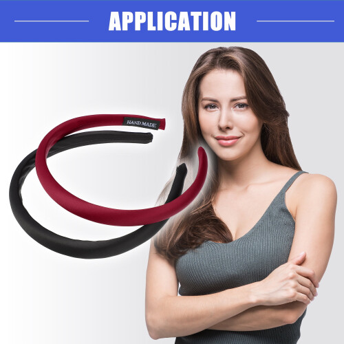 Silk Headbands for Women Solid Anti-Slip 2 Pcs 0.59 Inch 2