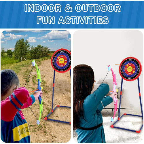 Kids Bow and Arrows Set with Targets, 2-Pack Light-Up 1