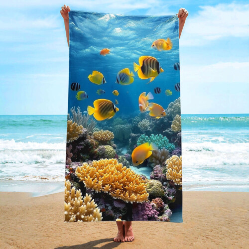 Beach Towel Lightweight Colorful Sandproof Multi-purpose 1 1