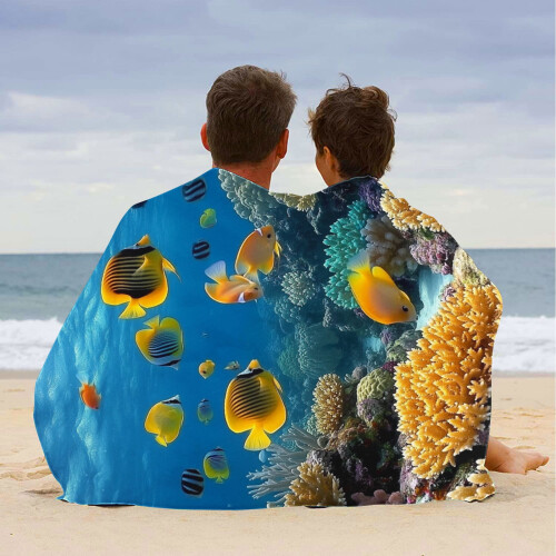 Beach Towel Lightweight Colorful Sandproof Multi-purpose 1 2