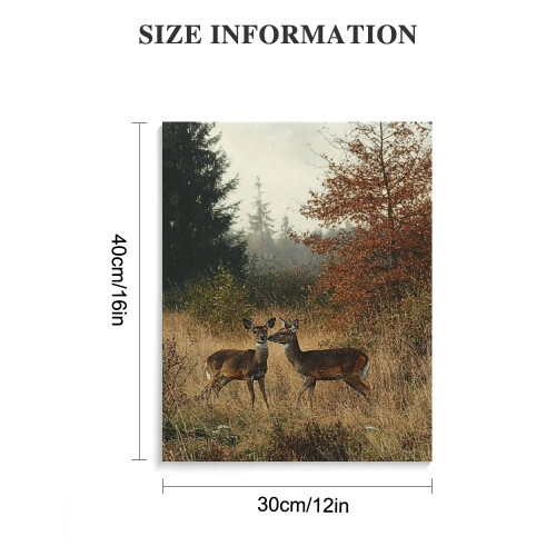 Autumn Deer Canvas Wall Art 12x16in 2