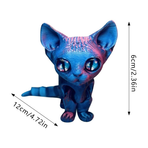3D Printed Cat Animal Fidget Toy with Flexible Joints 2