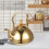 Golden Metal Tea Kettle with Handle and Removable Infuser 7