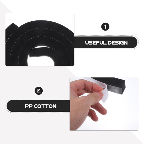 Black Window Door Sealing Tape Foam 1 Roll 2