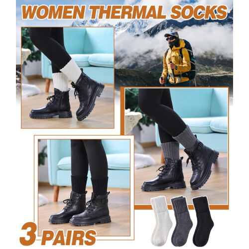 Women's Merino Wool Boot Socks Thermal Thick Warm Hiking 1