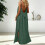 Women's sleeveless backless flowy dress green split hem 2