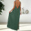 Women's sleeveless backless flowy dress green split hem 5