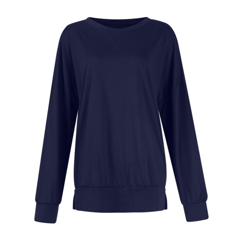 Women's fall long sleeve loose tunic top with side split 2