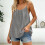 Women's Gray Open-Back Camisole Top with Adjustable 5