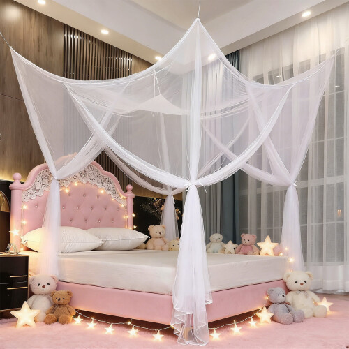 Bed Canopy Net with Skirt 4-Sided Full Coverage for Twin Bed 1