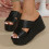 Women's Platform Wedge Sandals Round Toe Woven Thick Sole 2