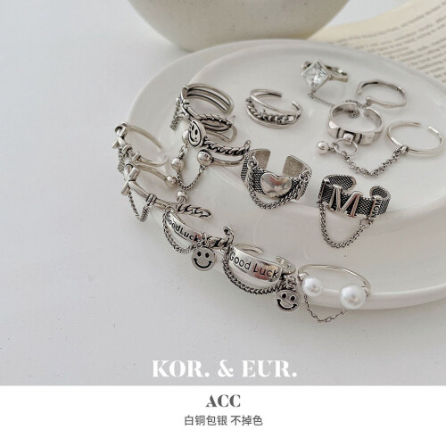 Smiley Face Chain Ring S925 Sterling Silver 1