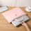 PU Leather A4 File Folder Waterproof with Hand Strap Pink 8