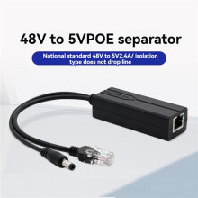 2X 48V to 5V POE Splitter Adapter Active Adaptive Separator Isolated Injector 5.5x2.1mm Port for 100M Camera