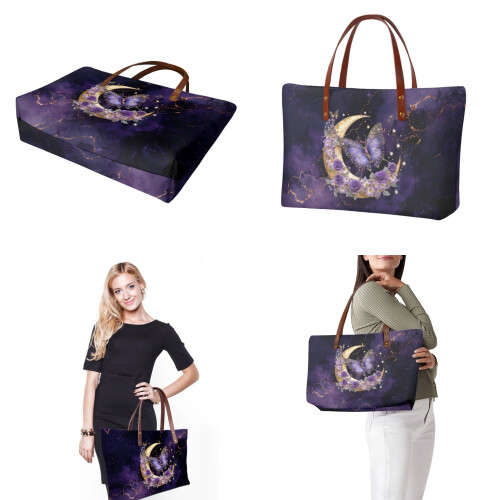Marmor Moon Rose Butterfly Top Handle Bag Sæt PU Læder 1