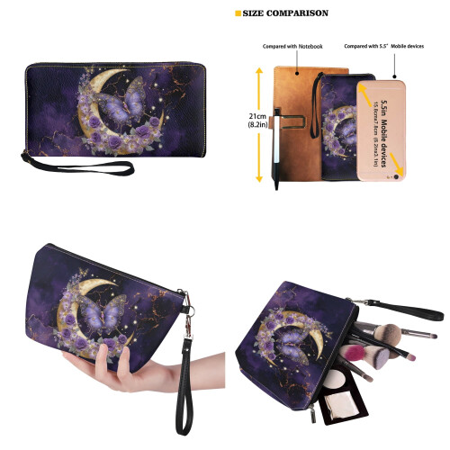Marmor Moon Rose Butterfly Top Handle Bag Sæt PU Læder 2