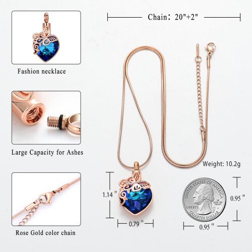 Collier urne papillon en forme de cœur, acier inoxydable, crémation 1