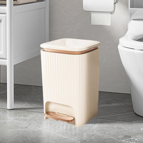 Foot Pedal Trash Can Modern White Drum Design 13 Gallon 2