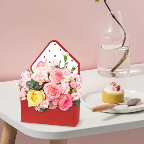 Valentine Envelope Gift Box Red Foldable Flower Packaging 2