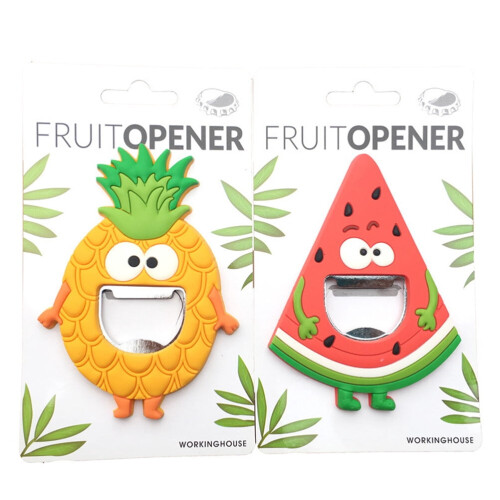 Fridge Magnet Bottle Opener Pineapple Design Red 2 PCS 1
