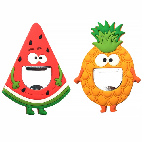Fridge Magnet Bottle Opener Pineapple Design Red 2 PCS 2