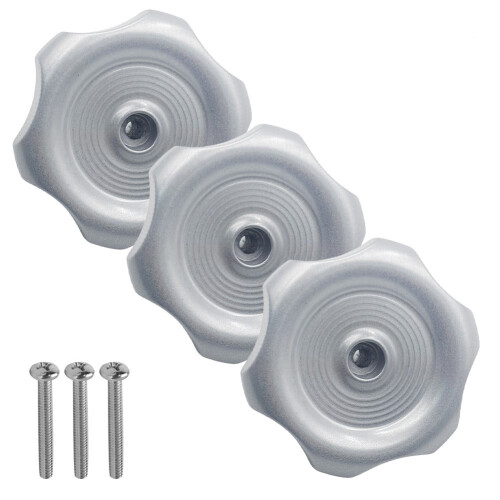 RV Window and Vent Knob Silver 1" Shaft 2-1/4" Dia 3 Pack 1