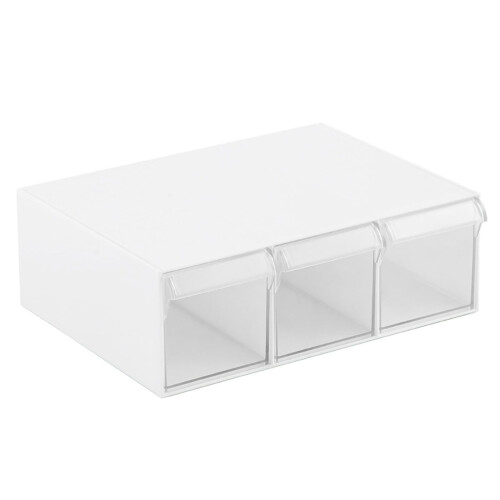 Organizer da scrivania con cassetto in plastica trasparente impilabile 1