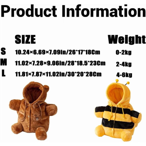 YEPOLERCE Plush Cat Puppy Backpack with Bear Bee Design for 1