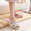 Pantuflas unisex de interior, de algodón y lino, con puntera abierta. 6