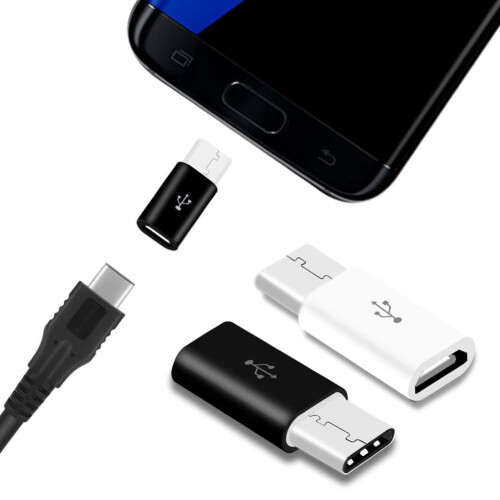 Micro USB Female to USB-C Male OTG Adapter Black 2