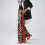 Women's Leopard Print Red Drawstring Wide Leg Pants 4
