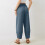 Women's Navy Blue Casual Cropped Pants with Pockets M 4