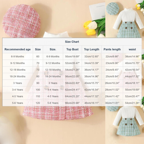 Ensemble robe et robe en tweed rose pour filles, taille 3-4 ans 2