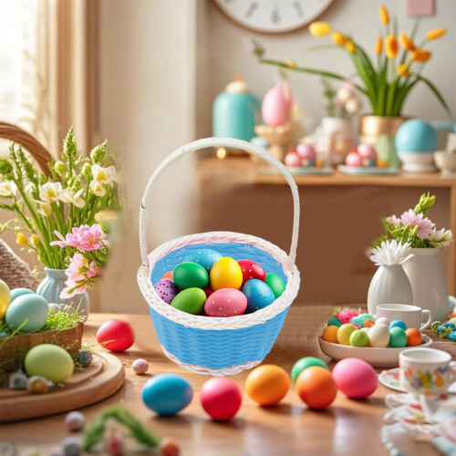 Easter Mini Basket Blue Plastic Woven Basket 1