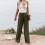 Γυναικείο λινό παντελόνι με φαρδιά μπατζάκια, ελαστική μέση, ψηλή μέση, χαλαρό 4