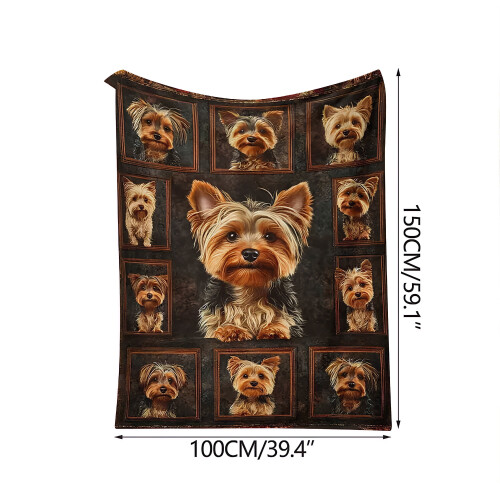 Yorkshire Terrier Flannel Throw Blanket Brown 39.4x59in 1