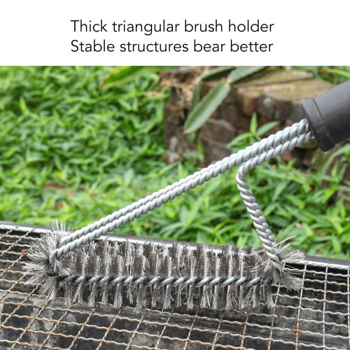 BBQ Grill Brush Stainless Steel Long Handle Triangle 1 Pack 2