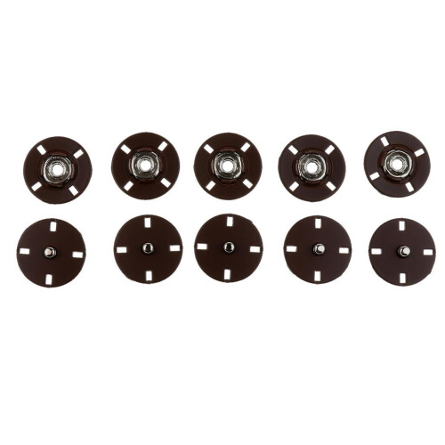 Metal Sew-on Press Stud Snap Fasteners 25mm Coffee 5 Sets 1