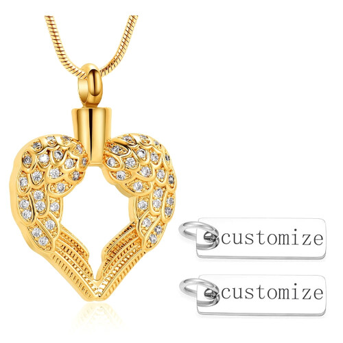 Collier urne funéraire en forme d'aile d'ange pour cendres 1