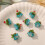 Christmas Tree Glass Crystal Beaded Charms 5 pcs 8