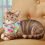 3D Cat Stuffed Throw Pillow with 5 Replaceable Scarves 7