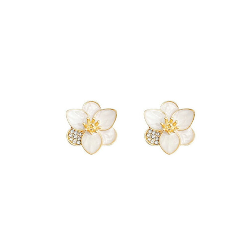 Brincos de flor para mulheres, roxo e branco, 1 par 1